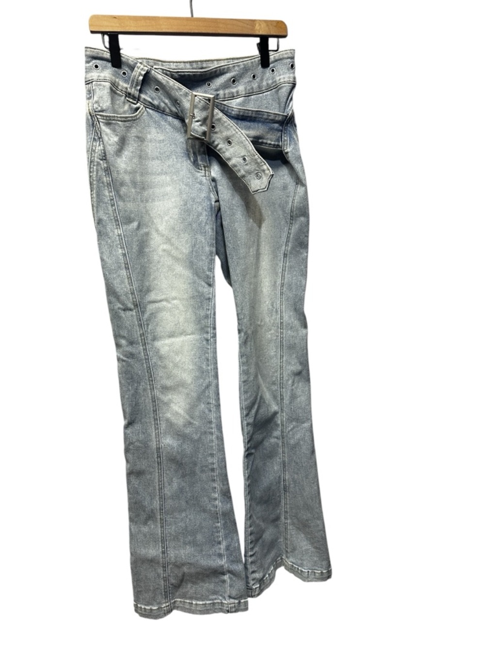 Clap Back Belted stretch Bootcut Flare NWT Size 7 Fashion Nova